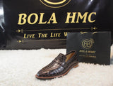 Hand Made Brown Croc Leather Loafers Men's Shoes