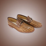 Handmade Chestnut HZ Woven Loafers