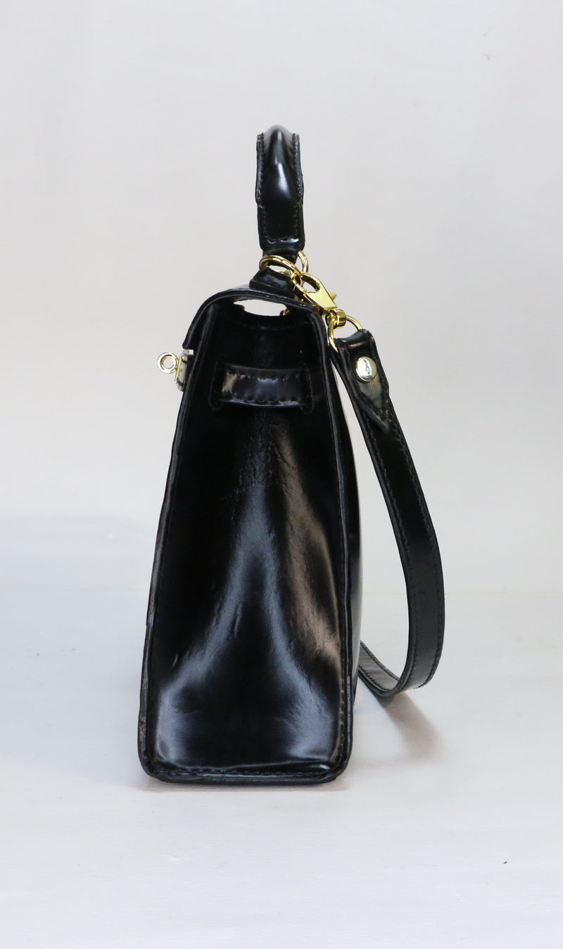 Handmade HZ Bola Black Shiny Ladies Bag