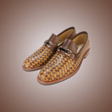 Handmade Chestnut HZ Woven Loafers