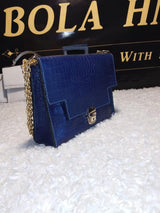 Women's Hand made Blue Croc Leather