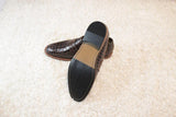 Hand Made Brown Croc Leather Loafers Men's Shoes