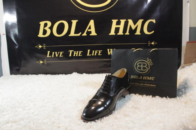 Hand Made Black Shiny Leather Oxford Men's Shoes