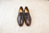 Hand Made Brown Croc Leather Loafers Men's Shoes