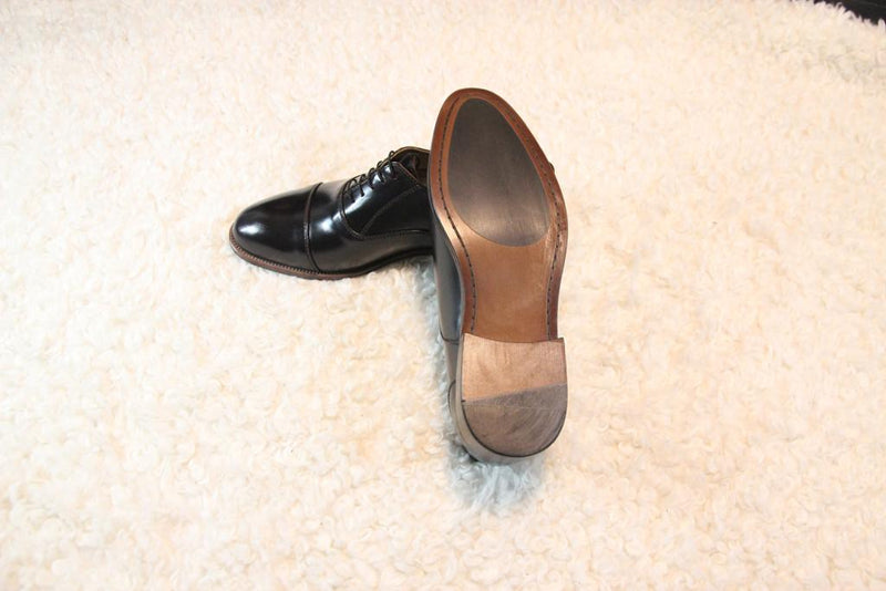 Hand Made Black Shiny Leather Oxford Men's Shoes