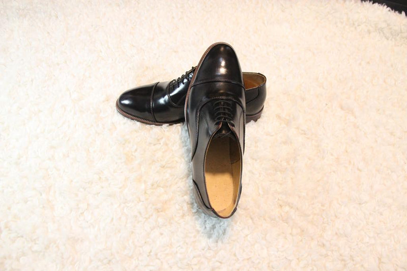 Hand Made Black Shiny Leather Oxford Men's Shoes