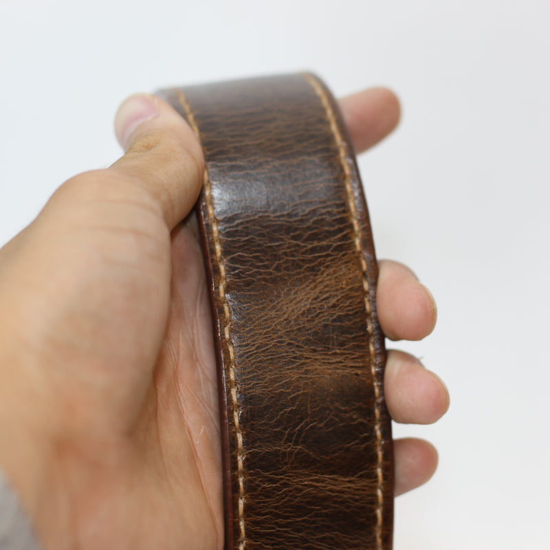 Handmade Chestnut Crazy Horse Leather Belt