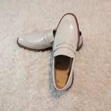 Handmade White Croc Leather Loafers Men's Shoes