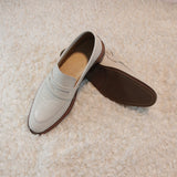 Handmade White Croc Leather Loafers Men's Shoes