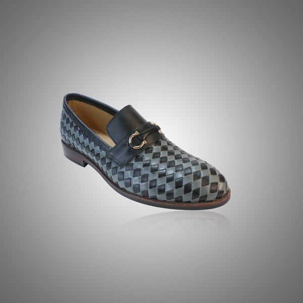 Handmade HZ Woven Loafers Silver Shoes