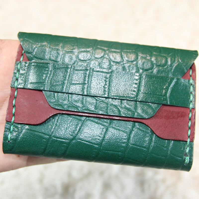 Lomya Hand Made Green Croc Card Holder