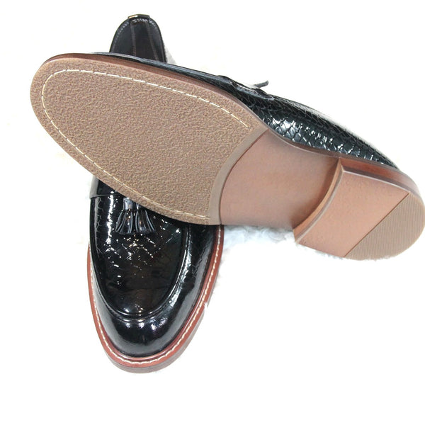 Snaky High Shine Leather Loafer Shoes