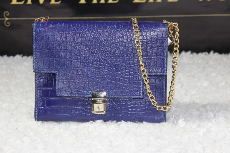 Women's Hand made Blue Croc Leather