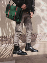 Hand Made Green Croc Leather Men's Bag