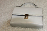 Women's White Croc Leather Bag