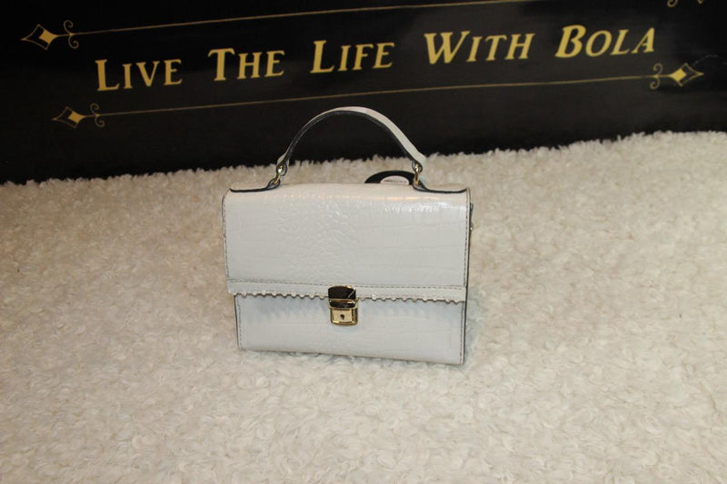 Women's White Croc Leather Bag