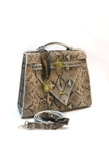 Handmade HZ Yellowish Snake Printed Boly Bag